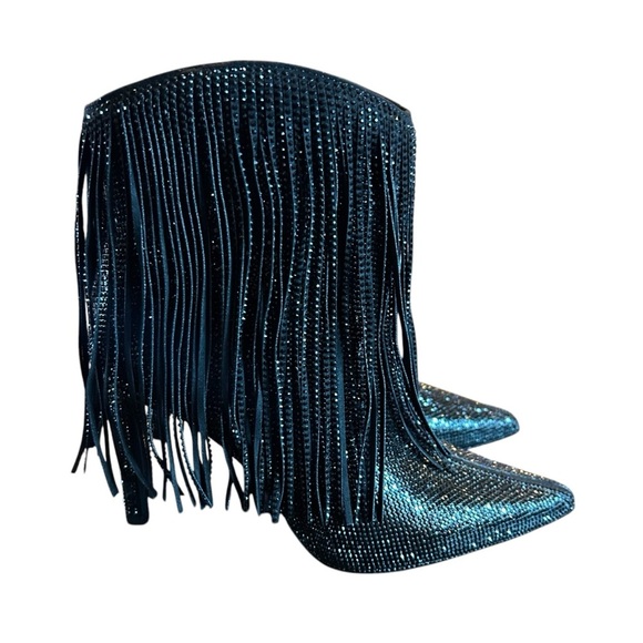 I.N.C. International Concepts Sahoj Western Fringe Rhinestone Booties NEW 8.5 - Picture 1 of 10